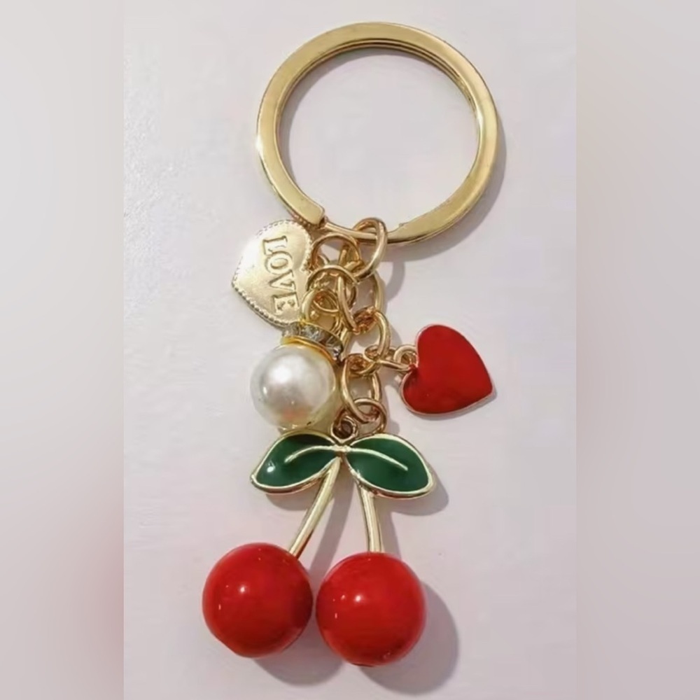 Red Cherry Purse Charm Keychain